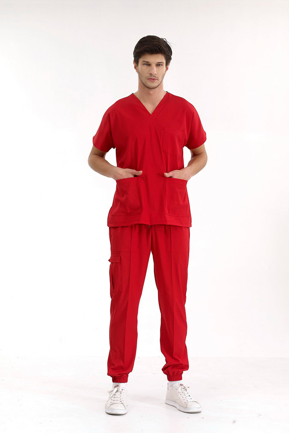 Jogger Lux Lycra Greys Suit - Red