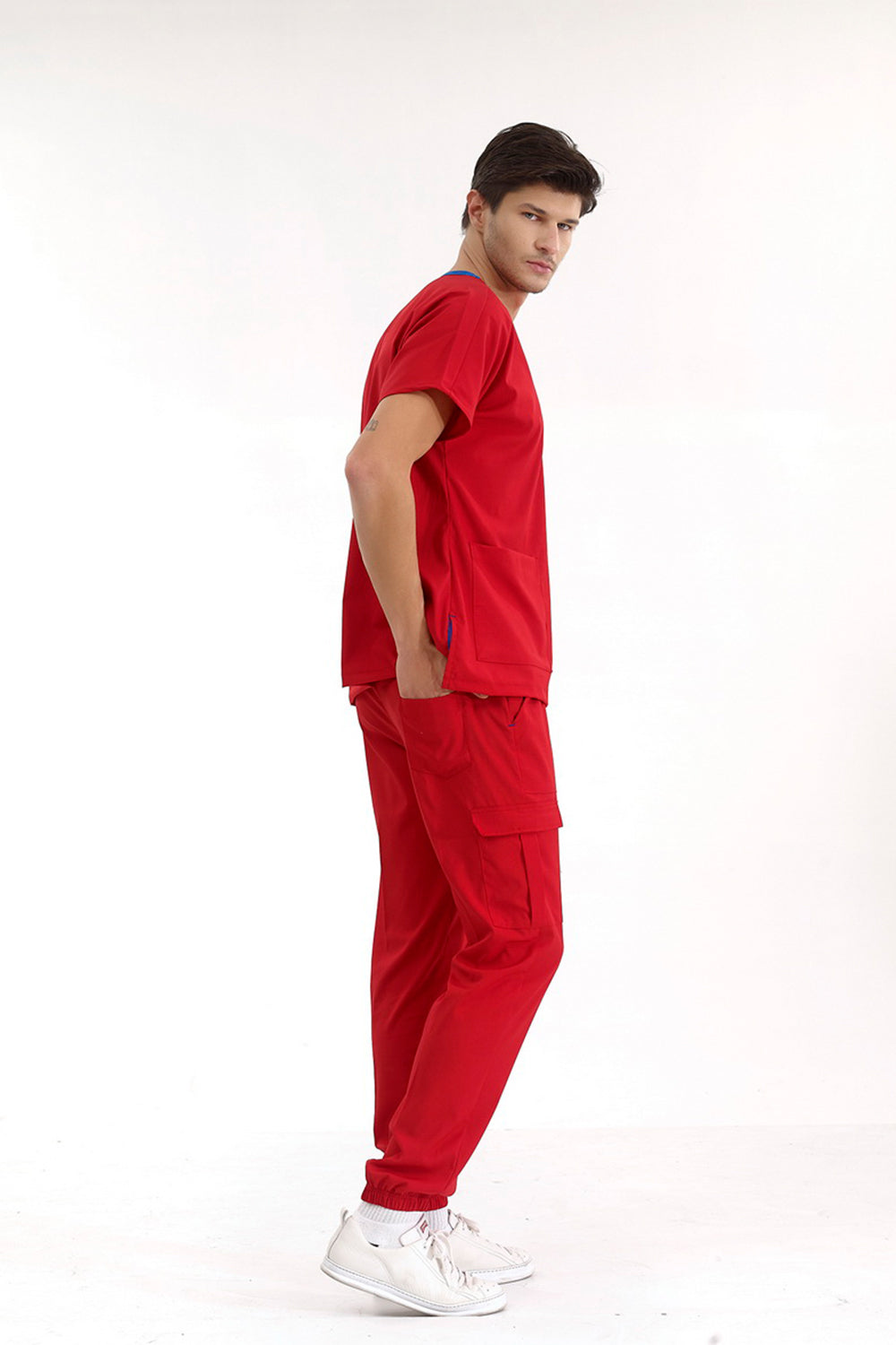 Jogger Lux Lycra Greys Suit - Red