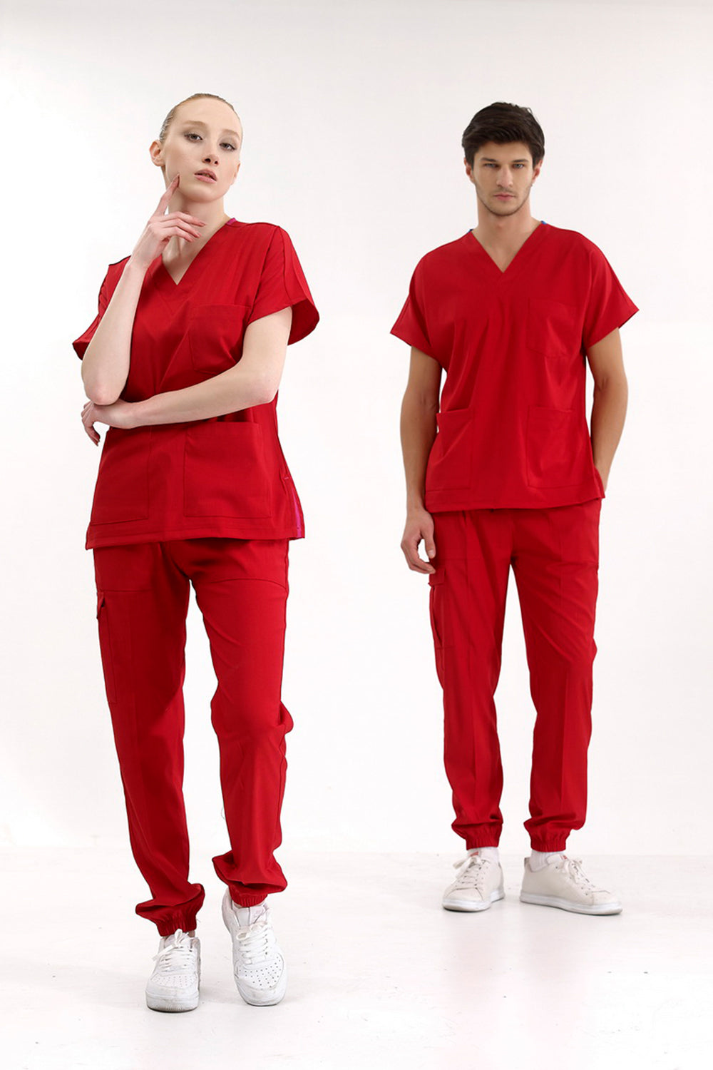 Jogger Lux Lycra Greys Suit - Red