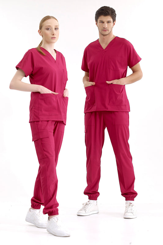 Jogger Lux Lycra Greys Suit - Sour Cherry