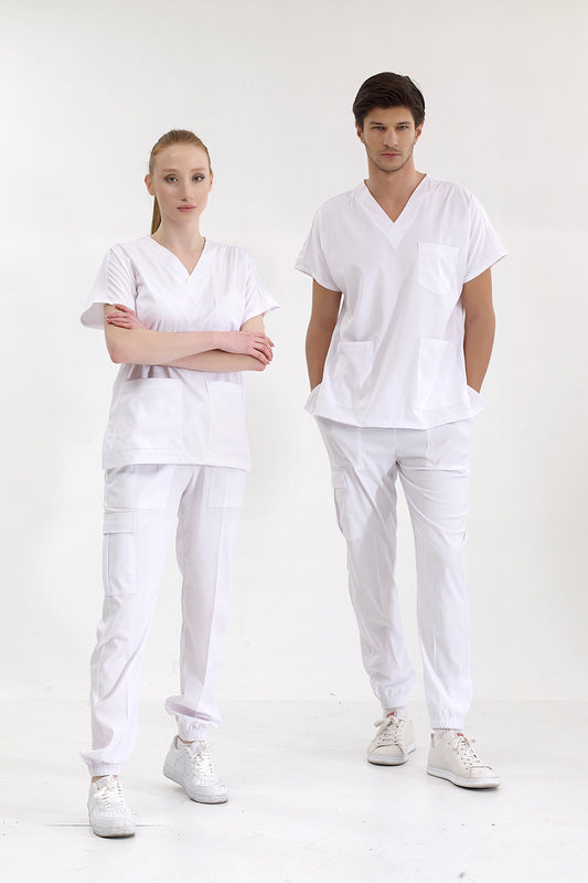 Jogger Lux Lycra Greys Suit - White