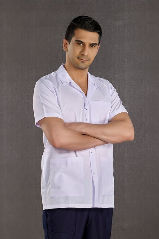 Men's Classic Collar Short Sleeve Short Apron (Alpaca Fabric)