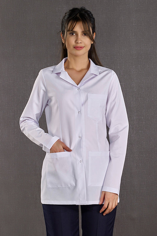 Women's Classic Collar Lab Coat (Alpaca Fabric)