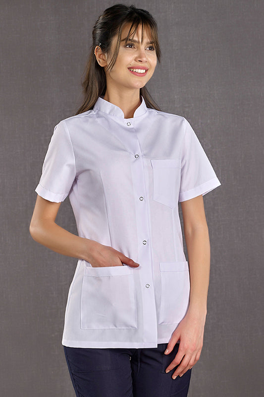 Women's Judge Collar Short Sleeve Short Apron (Alpaca Fabric)
