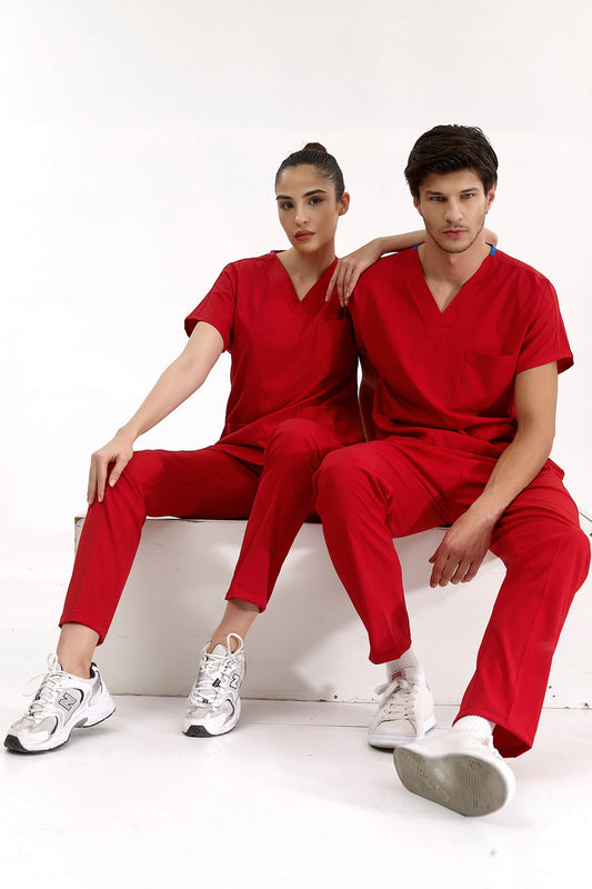 Lux Lycra Greys Suit - Red
