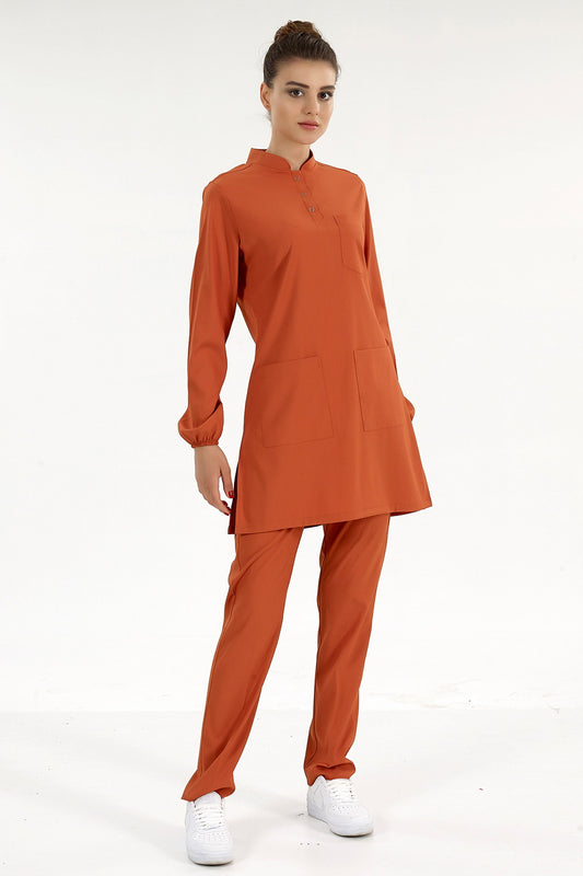 Lux Lycra Judge Collar Hijab Suit - Tile