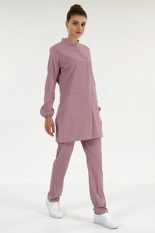 Lux Lycra Judge Collar Hijab Suit - Dried Rose