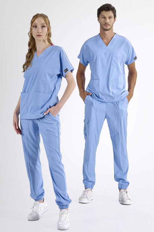 Jogger Lux Lycra Greys Suit - Light Blue