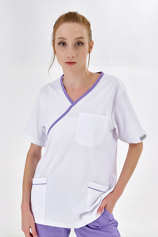 Lilac Double Breasted Collar Single Top (Lux Lycra Fabric)