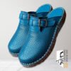 Denim Blue Classic Buckle 100% Leather Sabo Slippers